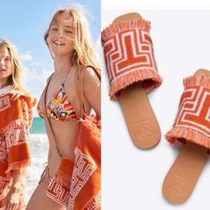 Tory Burch Terry Cloth T-Tile Flat Slides 6.5